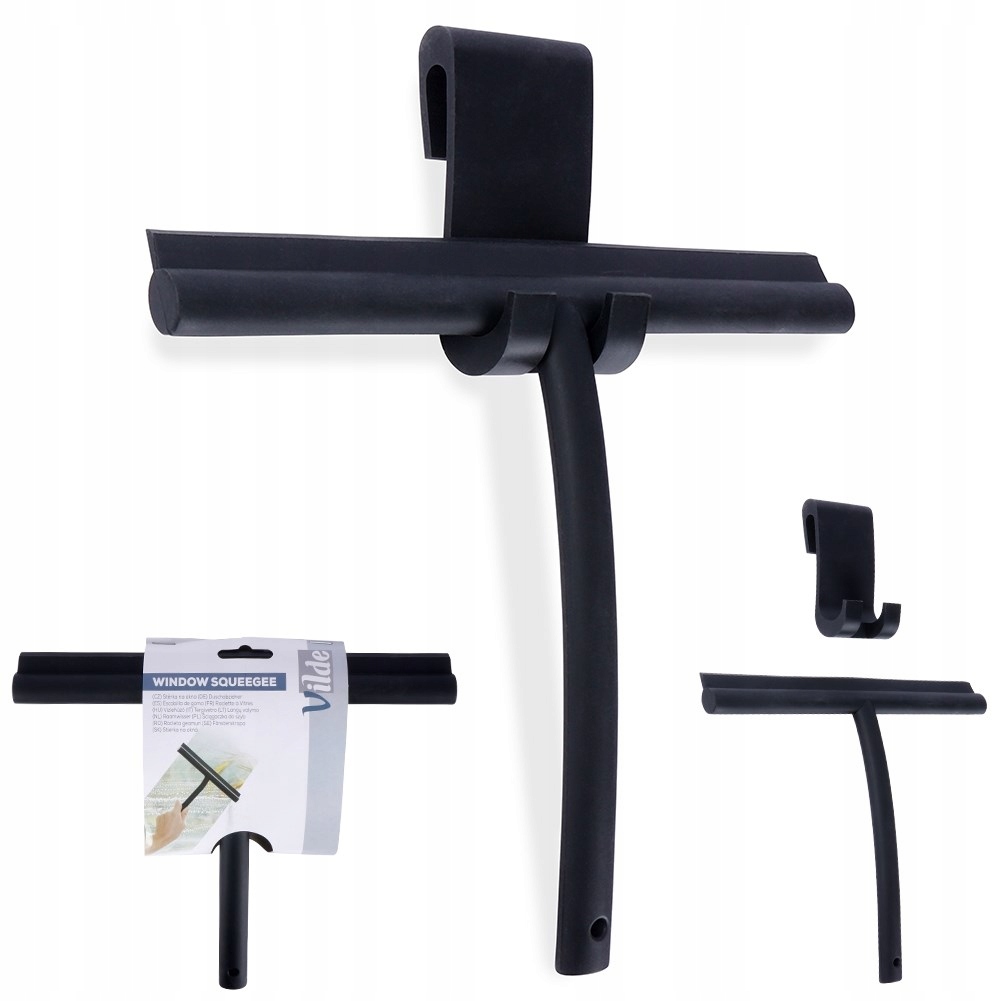 Levně Černá silikonová stěrka na okna s háčkem