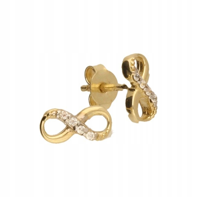 Zlaté Náušnice se znakem nekonečna, ryzost 585 14 karátů KZ46