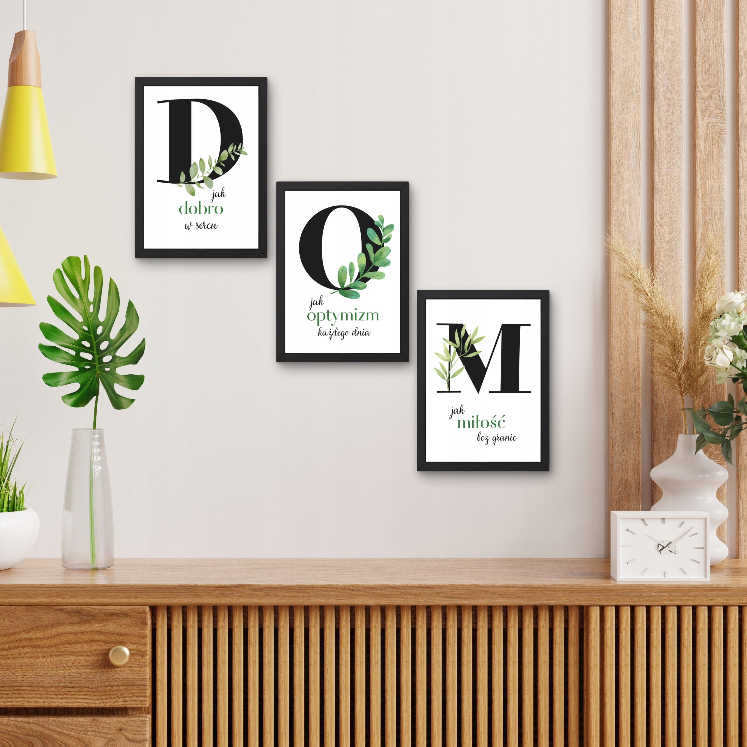 NOWOCZESNE OBRAZY DO SALONU KUCHNI NA ŚCIANĘ ZESTAW 3 OBRAZÓW W RAMACH DOM Format pionowy