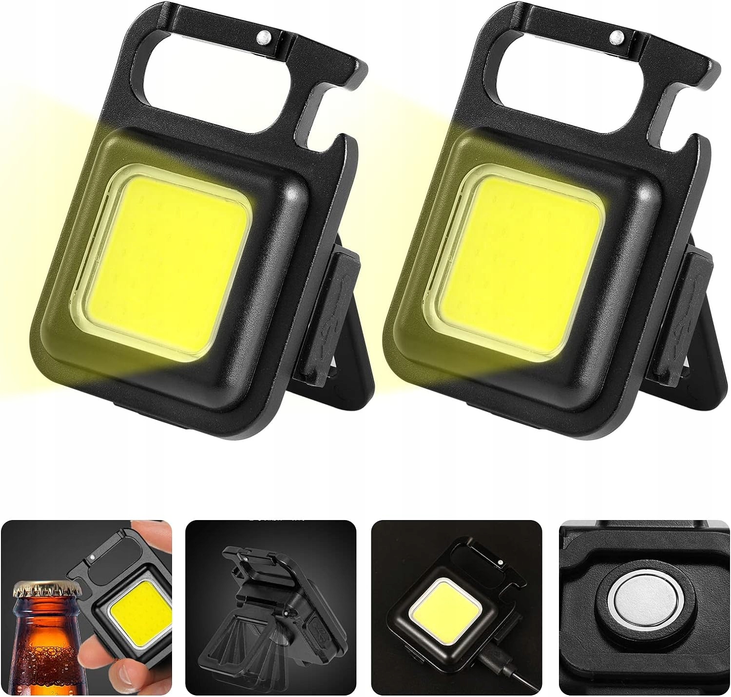 Mini Latarka Led Przenośna Robocza Z Brelokiem Usb Wodoodporna 2 Sztuki