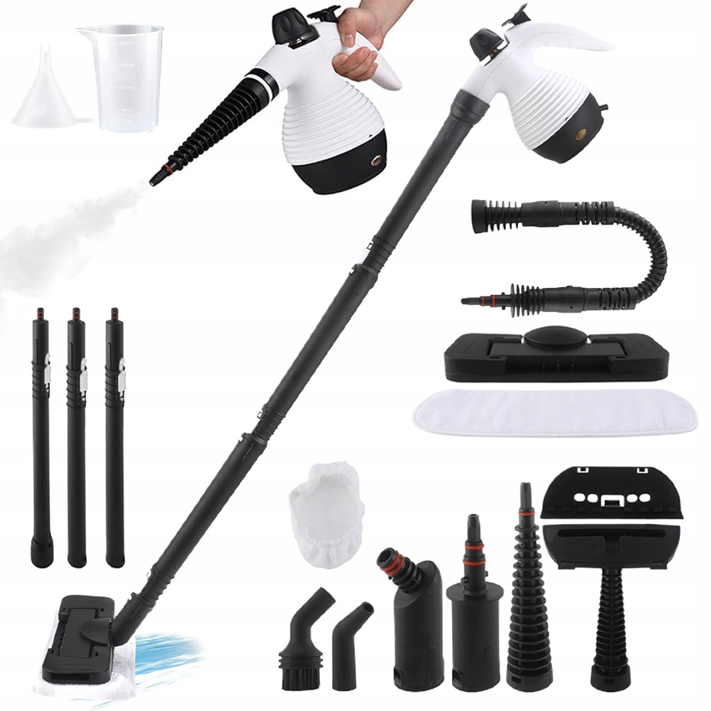 Mop Parowy 1050W Myjka Ciśnieniowa Do Fug Okien Podłóg 350ml Akcesoria