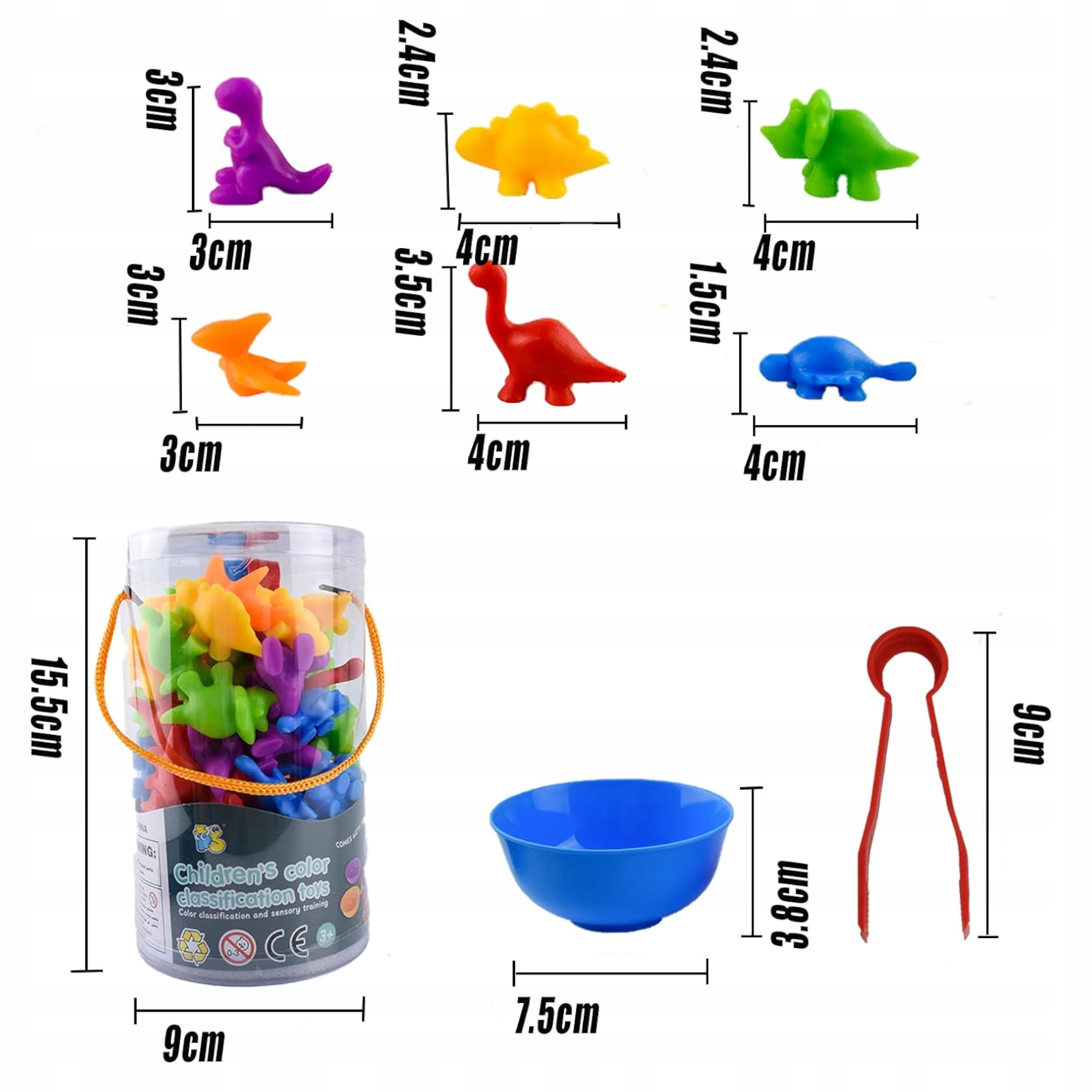 Gumowe dinozaury gra sorter montesorri 2188-20 Szerokość produktu 2.4 cm