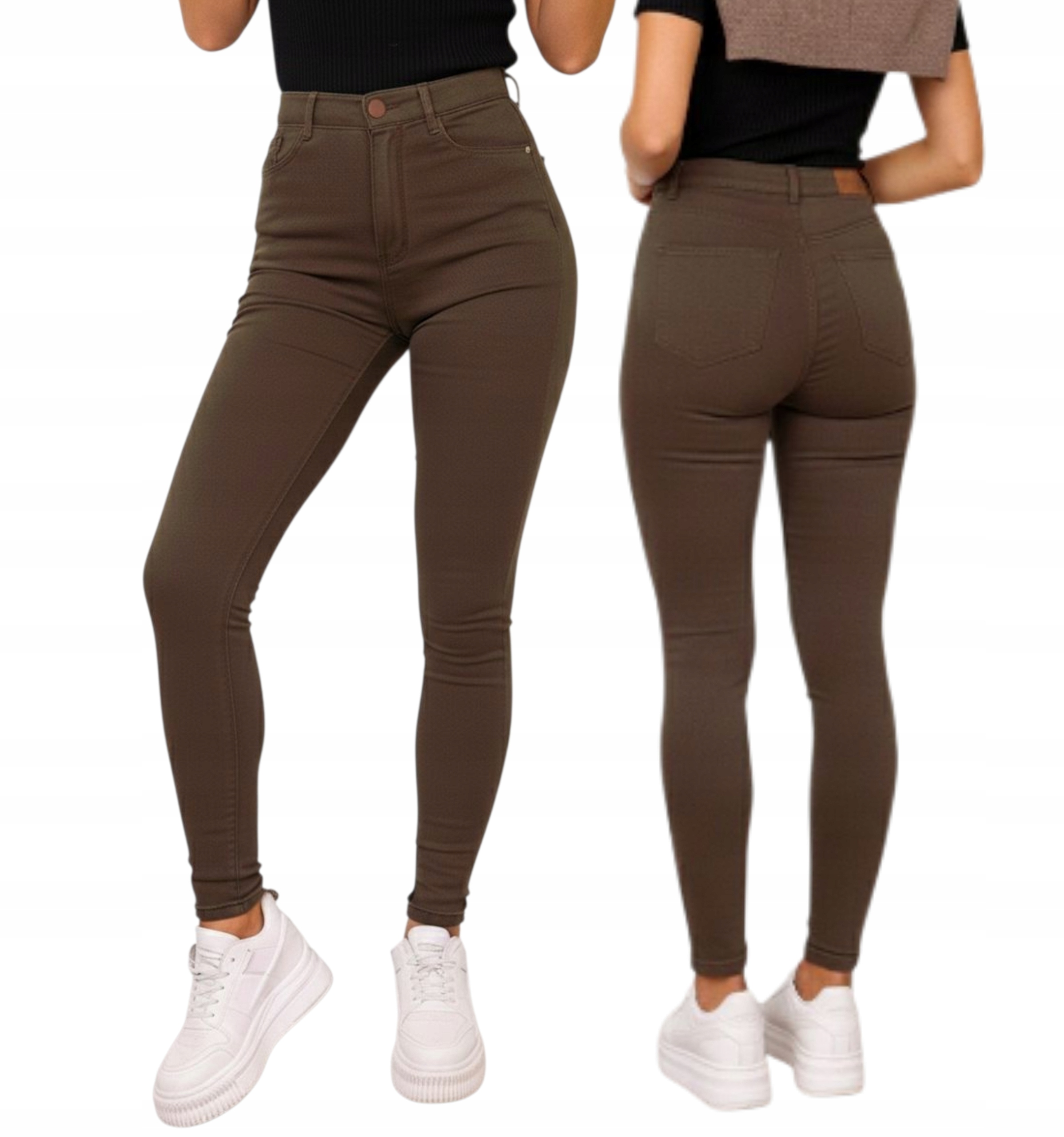 Módní Dámské Džíny Fango Hnědé Úzké Nohavice Push Up vel. S  36
