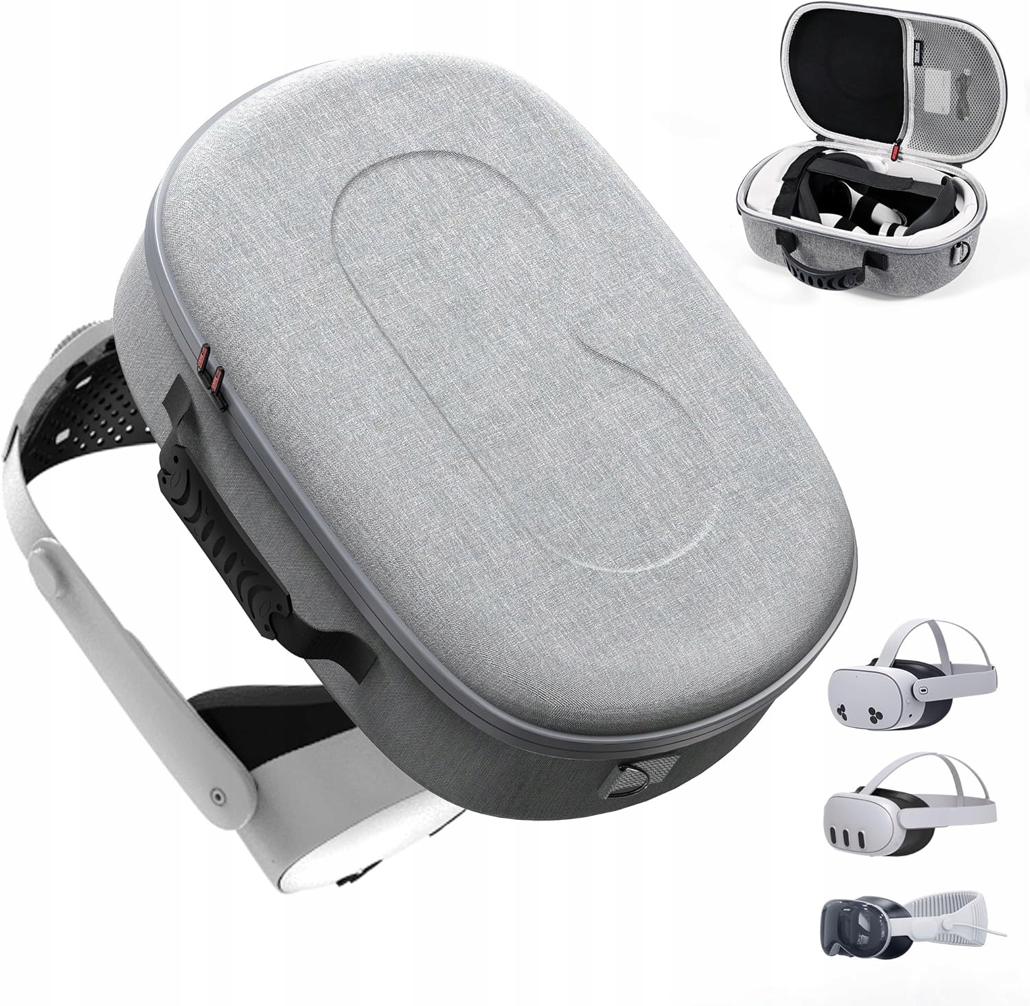 Etui do Meta Quest 3S/Quest 3/Vision Pro/Pico4 szare walizka torba futerał