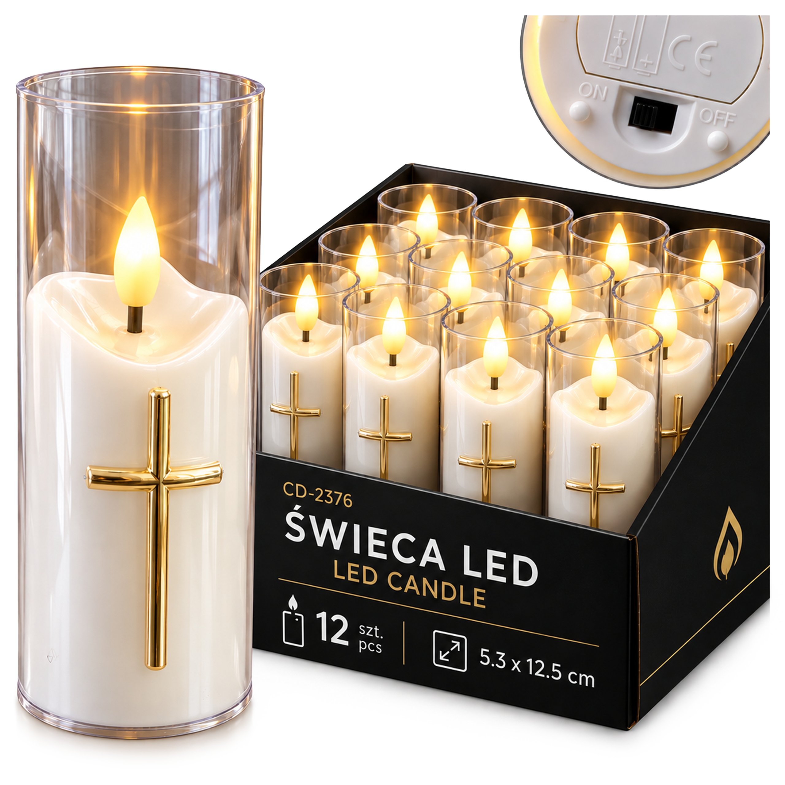Elektrické Led Svíčky Sada Svíček 12 ks Bezplamenné Na Baterie 12,5 cm