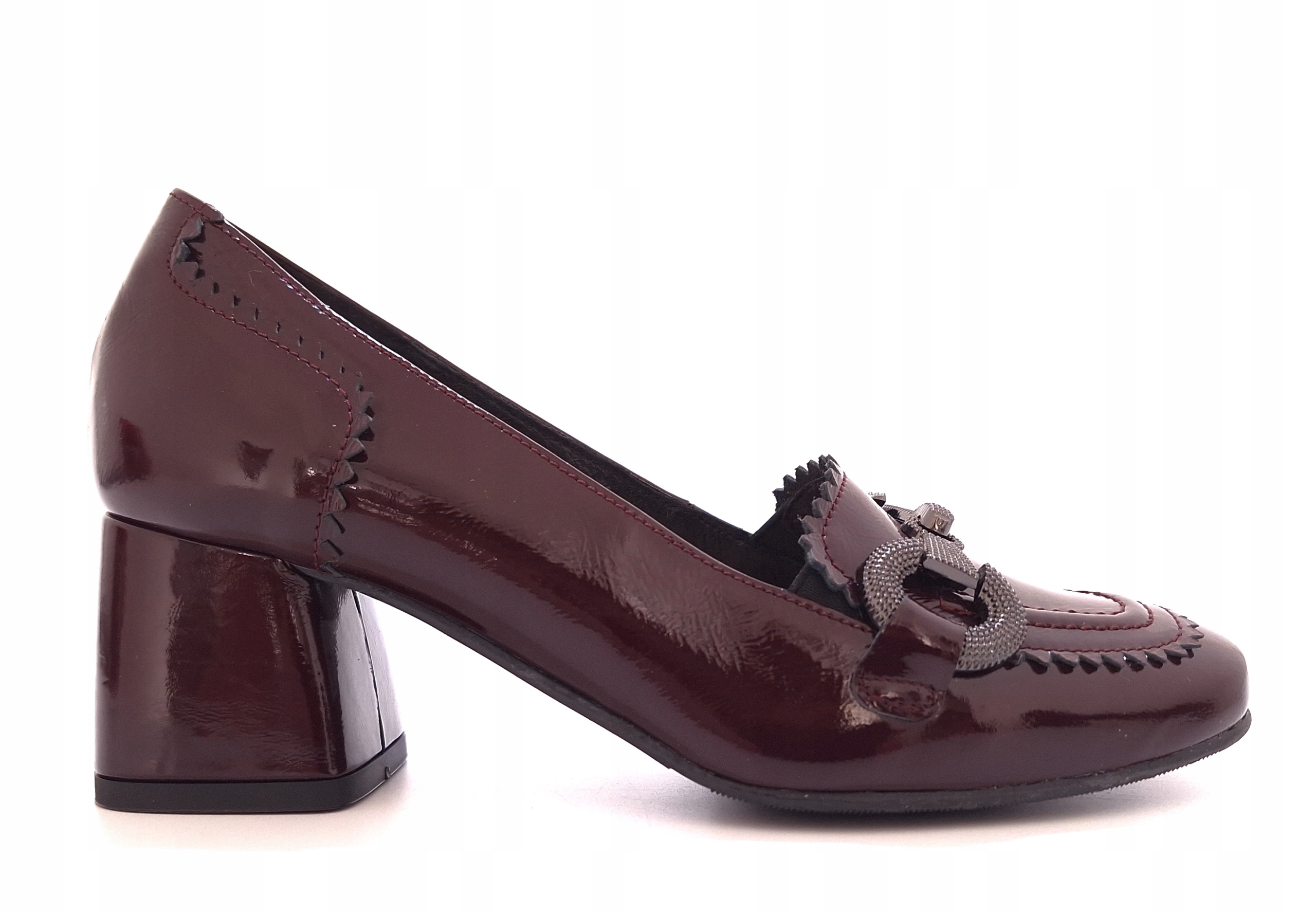 Dámské kožené polobotky na podpatku vínové Aga 02006/3217 r40