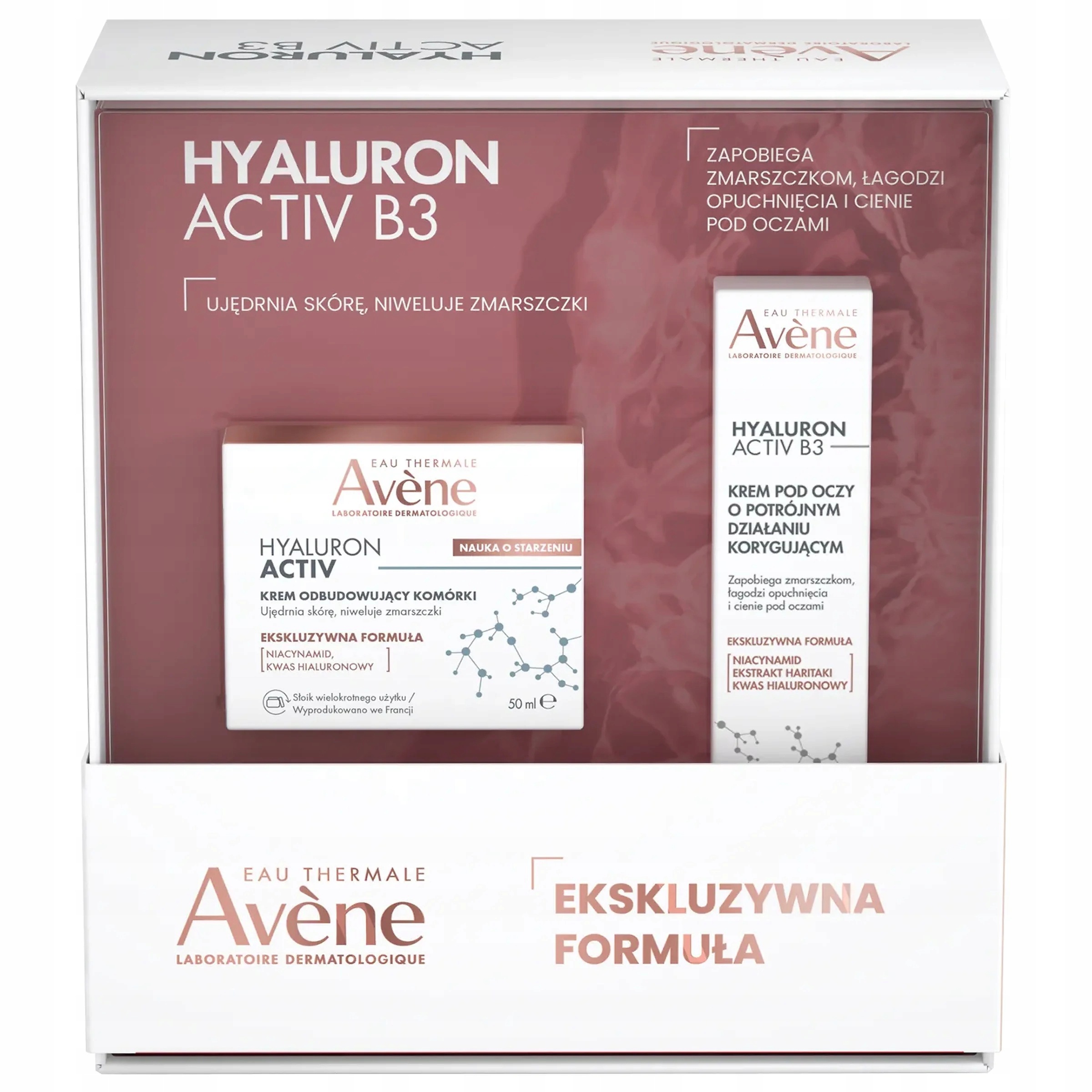 Avene Hyaluron Activ B3 zestaw Krem na dzień 50 ml Krem pod oczy 15 ml