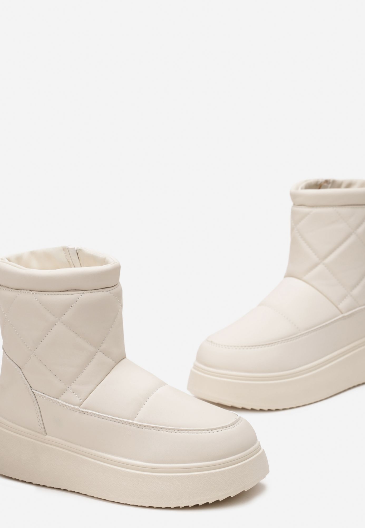 Born2Be Beżowe Śniegowce damskie 40 Zima Ekoskóra Wysokość obcasa/platformy 5.5 cm