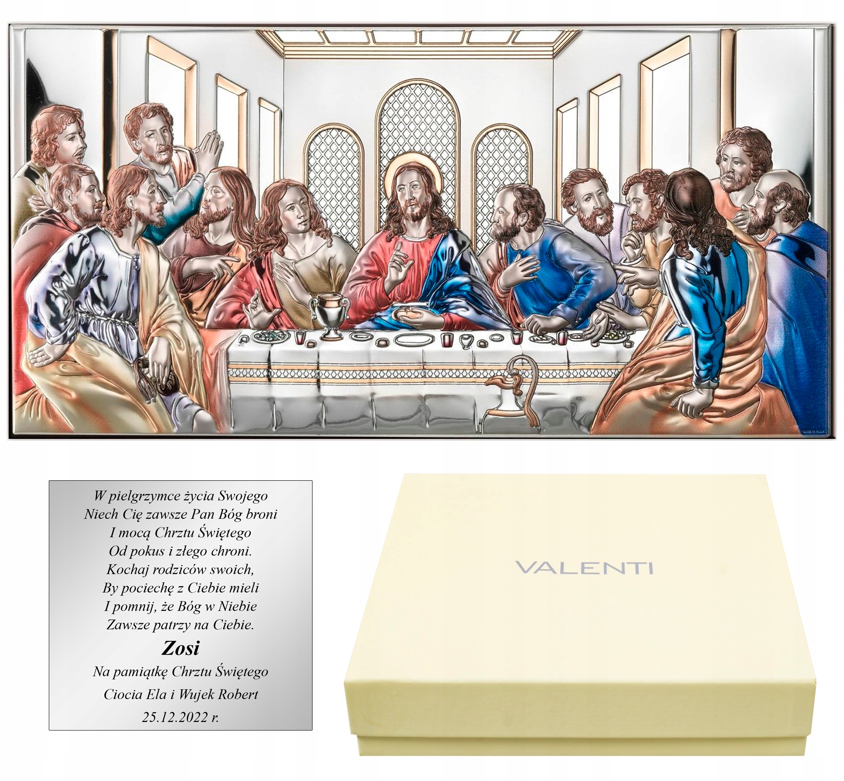 Poslední Večeře Velký Stříbrný Obraz S Gravírováním