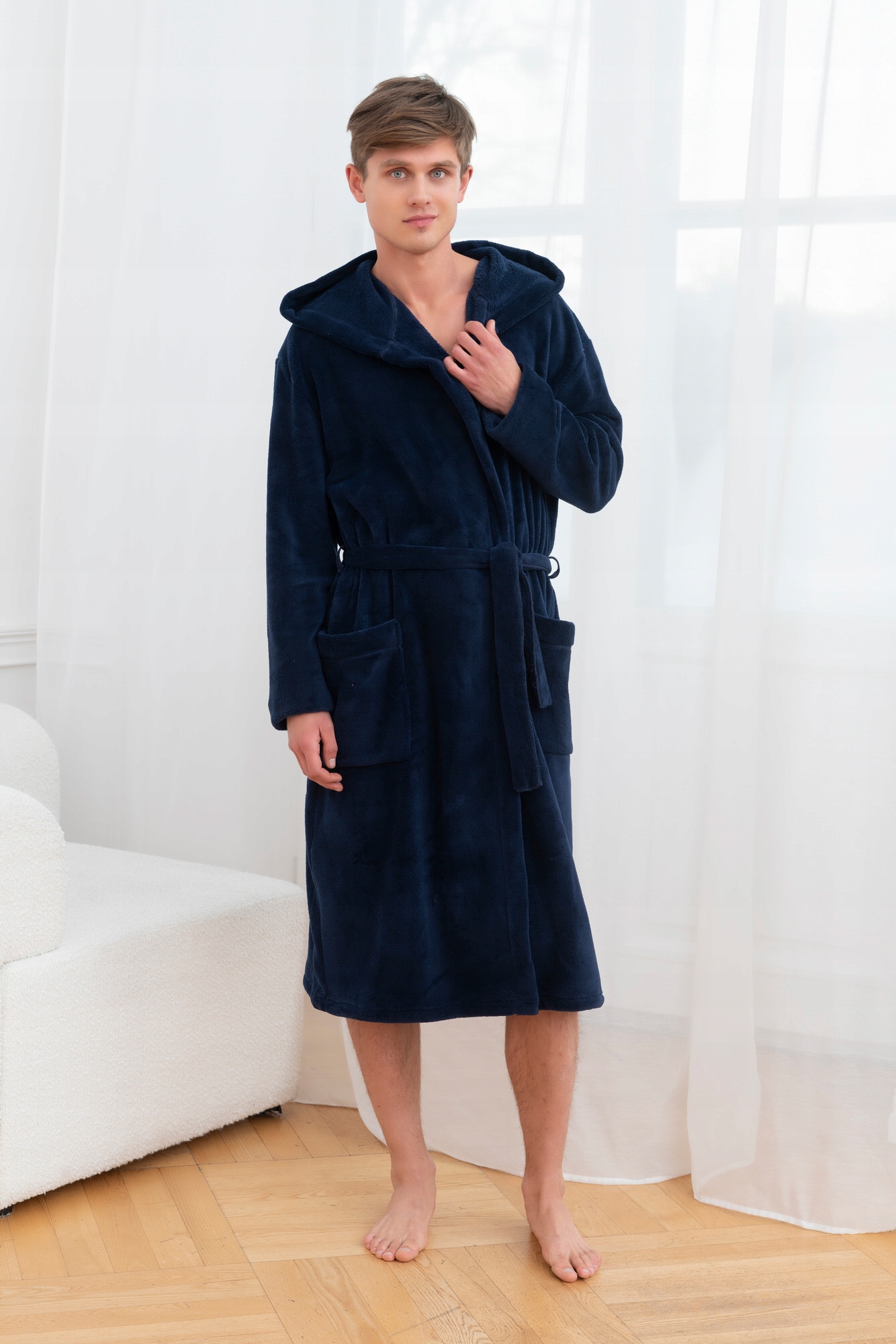 Pánský župan Mimas dlouhý námořnická modrá 8 Italian Fashion