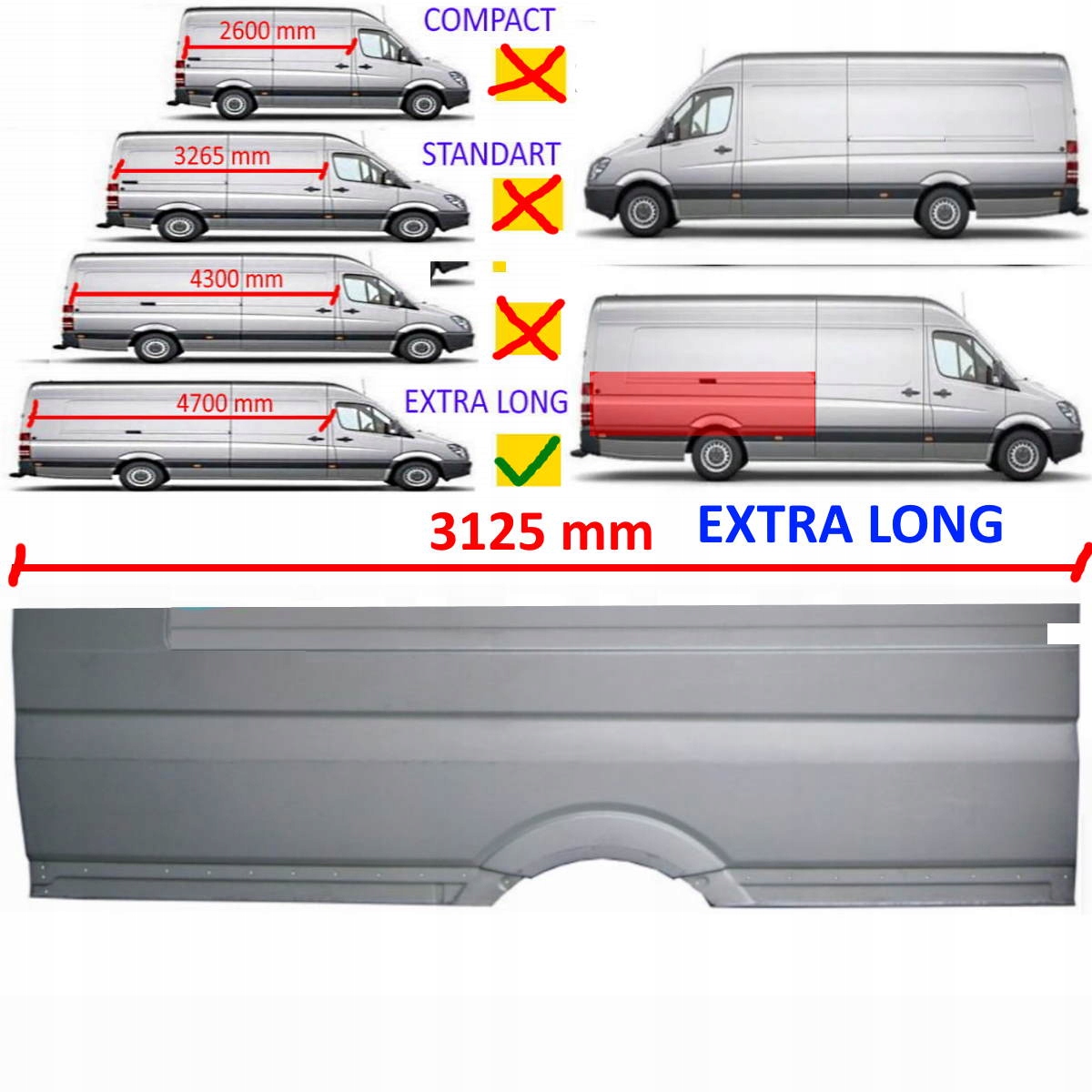 Sprinter 906 Extra Dlouhý 4700 Bok Zadní Blatník 06-PR