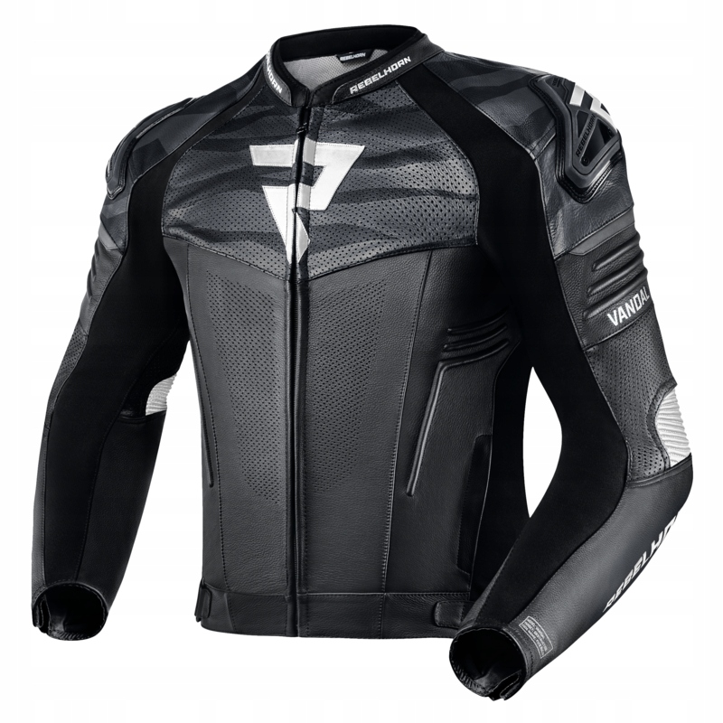 KURTKA SKÓRZANA REBELHORN VANDAL BLACK/WHITE 60