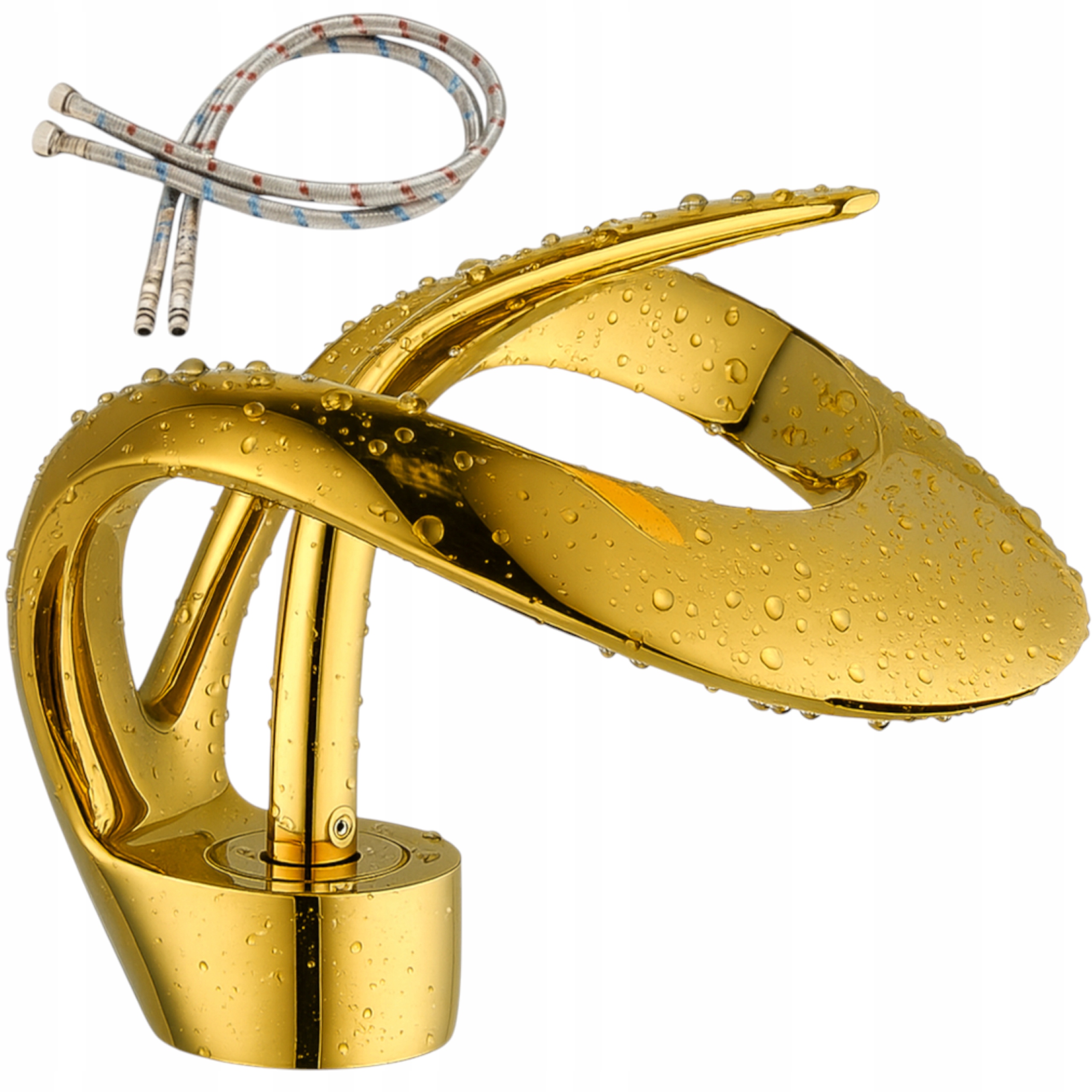 Kúpeľňová batéria Umyvalková kohútik do umývadla Stojaca Zlatá Pevný výtok