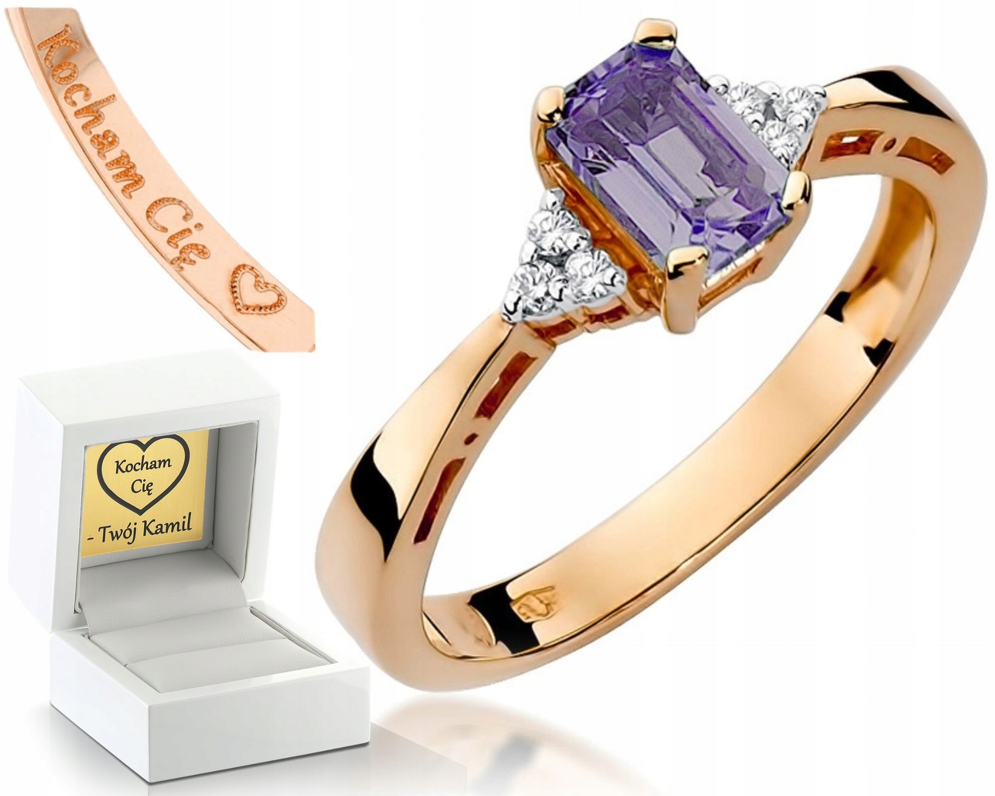 Zlatý Prstýnek S Ametystem 585 Růžové Zlato