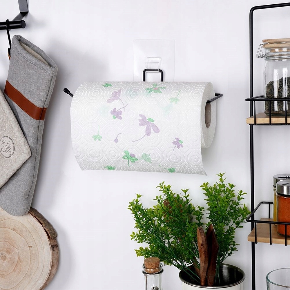 Uchwyt NA RĘCZNIK PAPIEROWY ścienny samoprzylepny wieszak metalowy czarny Marka Vilde