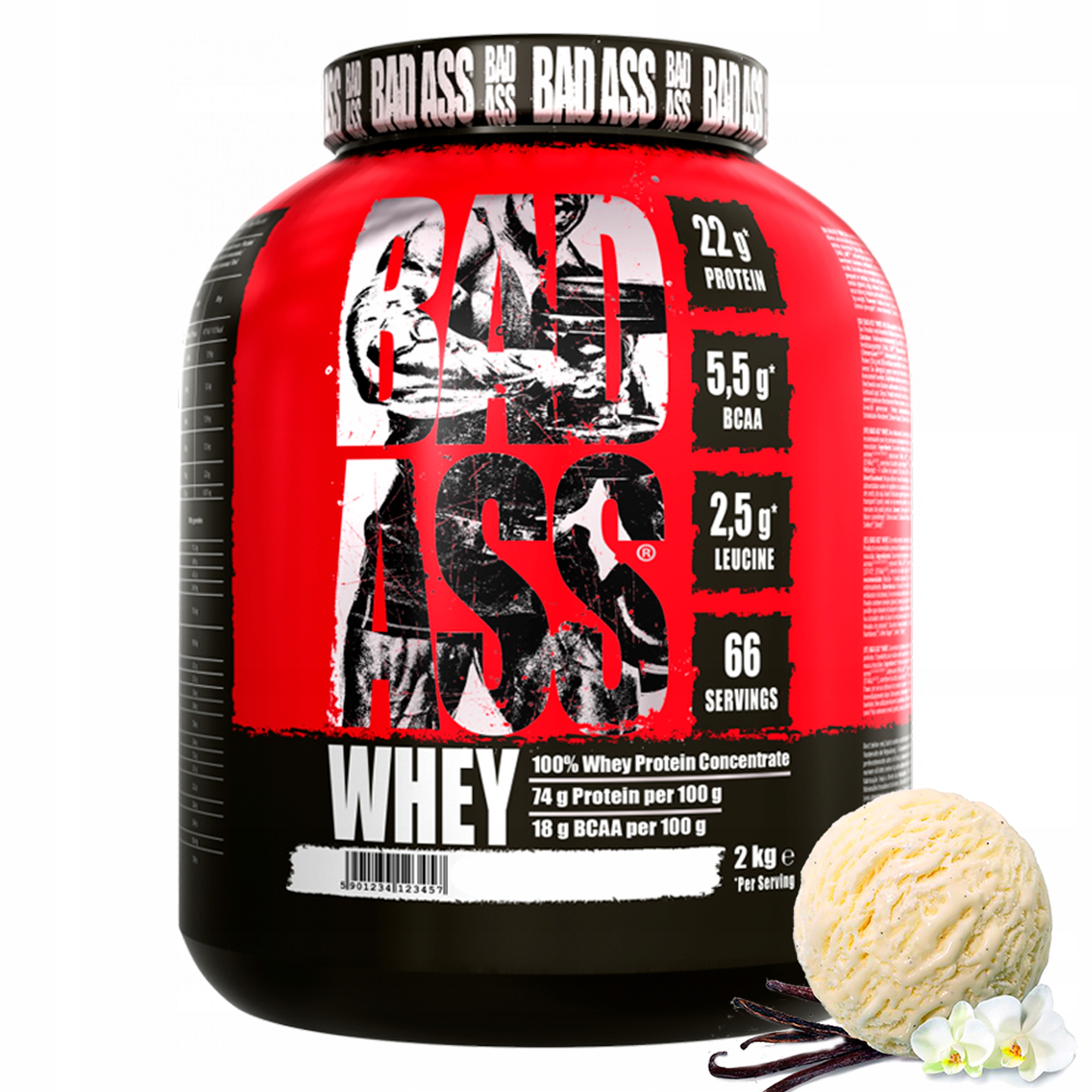 Syrovátkový Protein Wpc 2 kg Whey Protein Doplněk Stravy Izolát Aminokyseliny Bad Ass