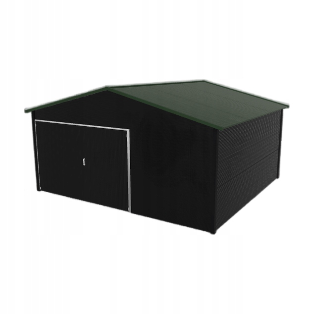 Plechová garáž 5x4.5 m, jednopolohová, dvouspádová, černá
