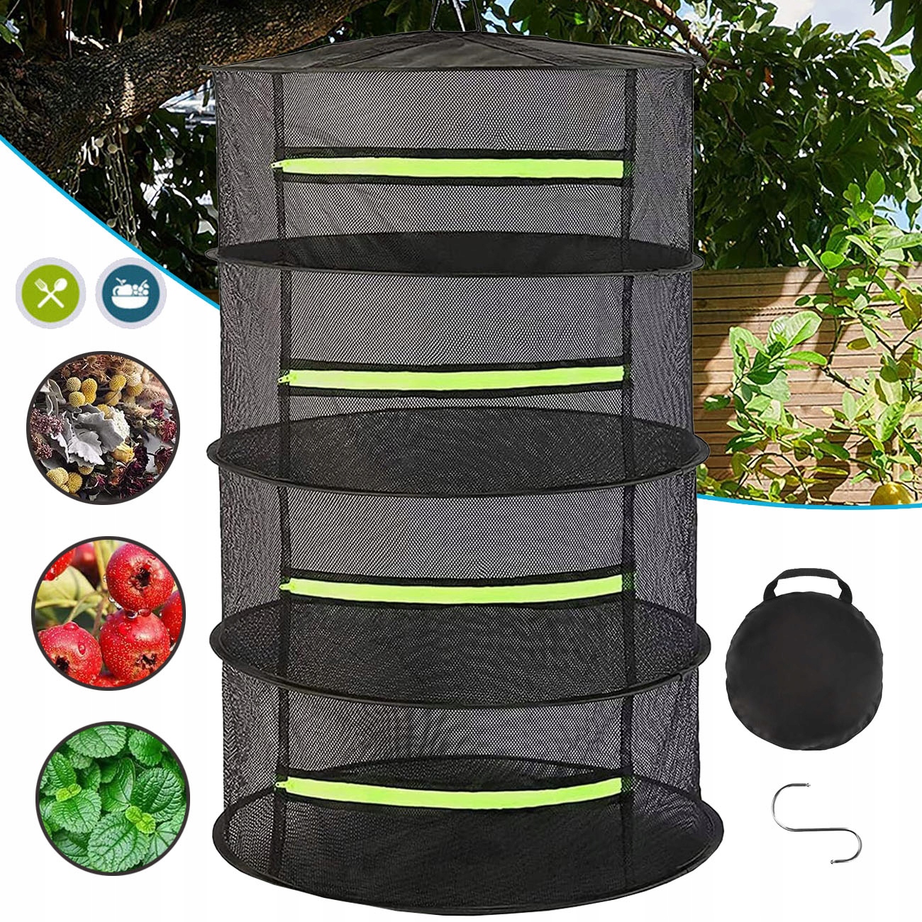 4 WARSTWY SUSZARKI DO ZIÓŁ, SIATKA DO SUSZENIA ROŚLIN WISZĄCYCH, NA WARZYWA