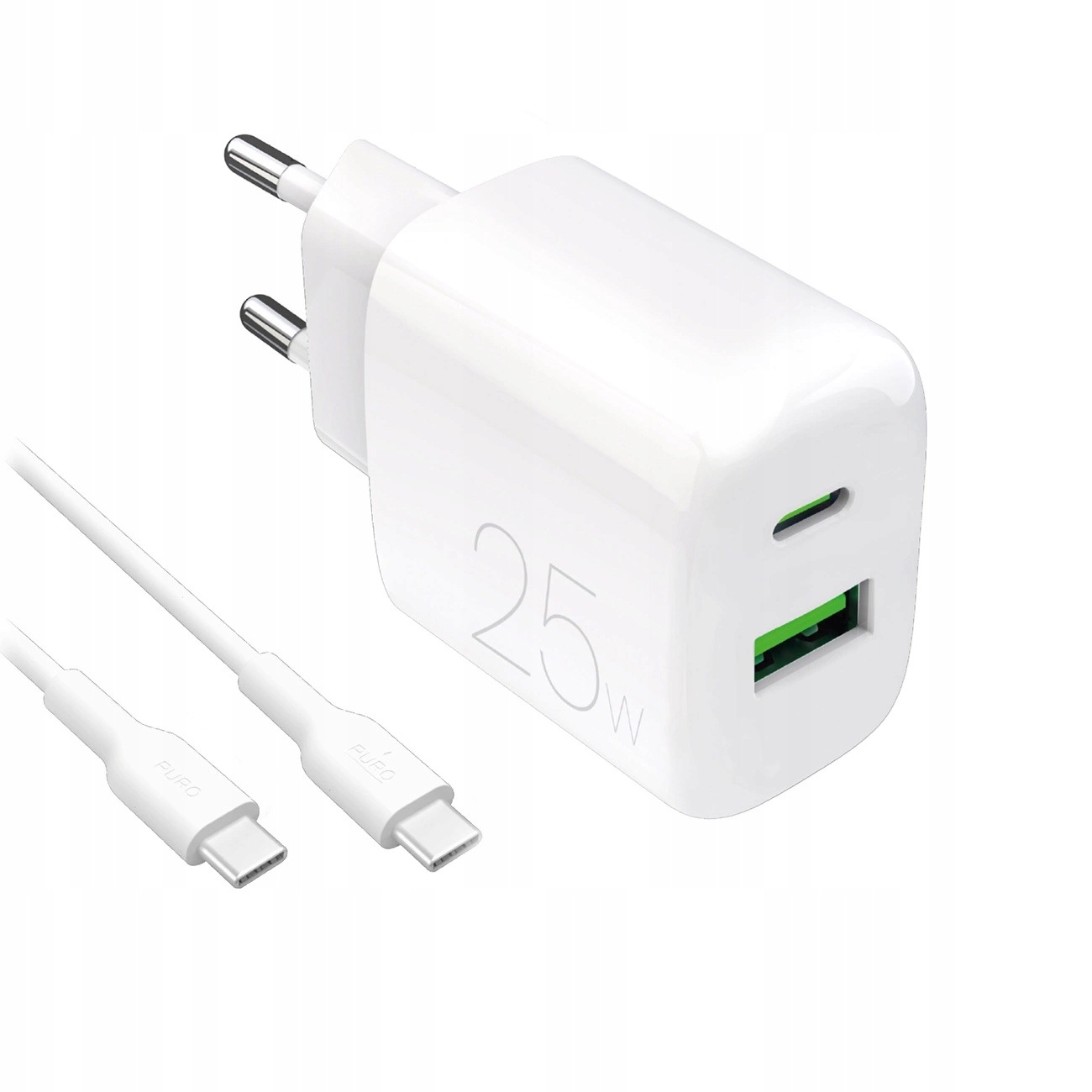 Ładowarka Puro Prolite 25W Usb-a/usb-c kabel Usb-c 1,2 m biała