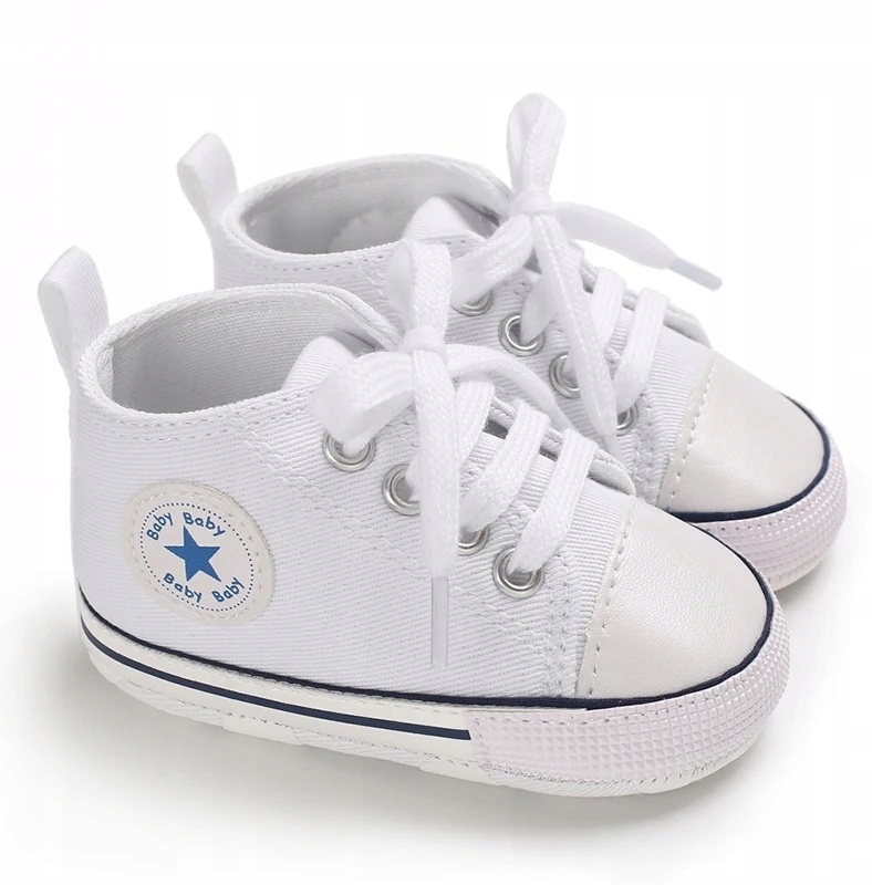BUCIKI NIEMOWLĘCE DZIECIĘCE MODNE BIAŁE TRAMPKI NIECHODKI 12 -18 MIESIĘCY