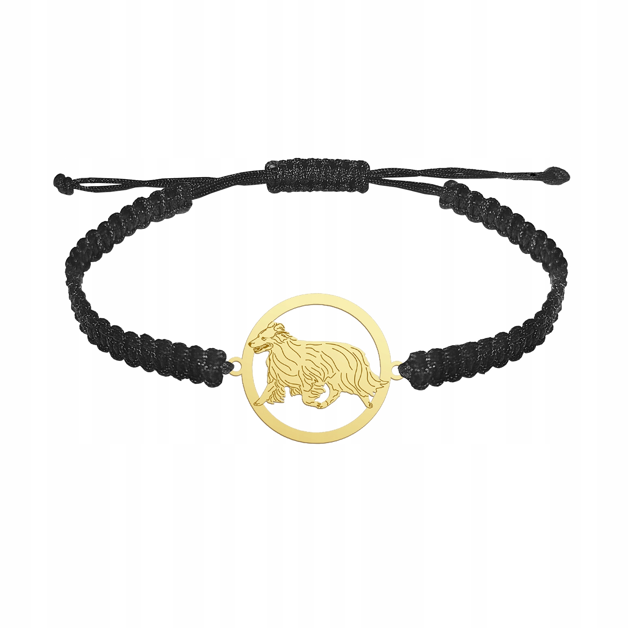 Zlatý náramek se psem Shetlandský ovčák 925 Šperky Makramé Gravírování