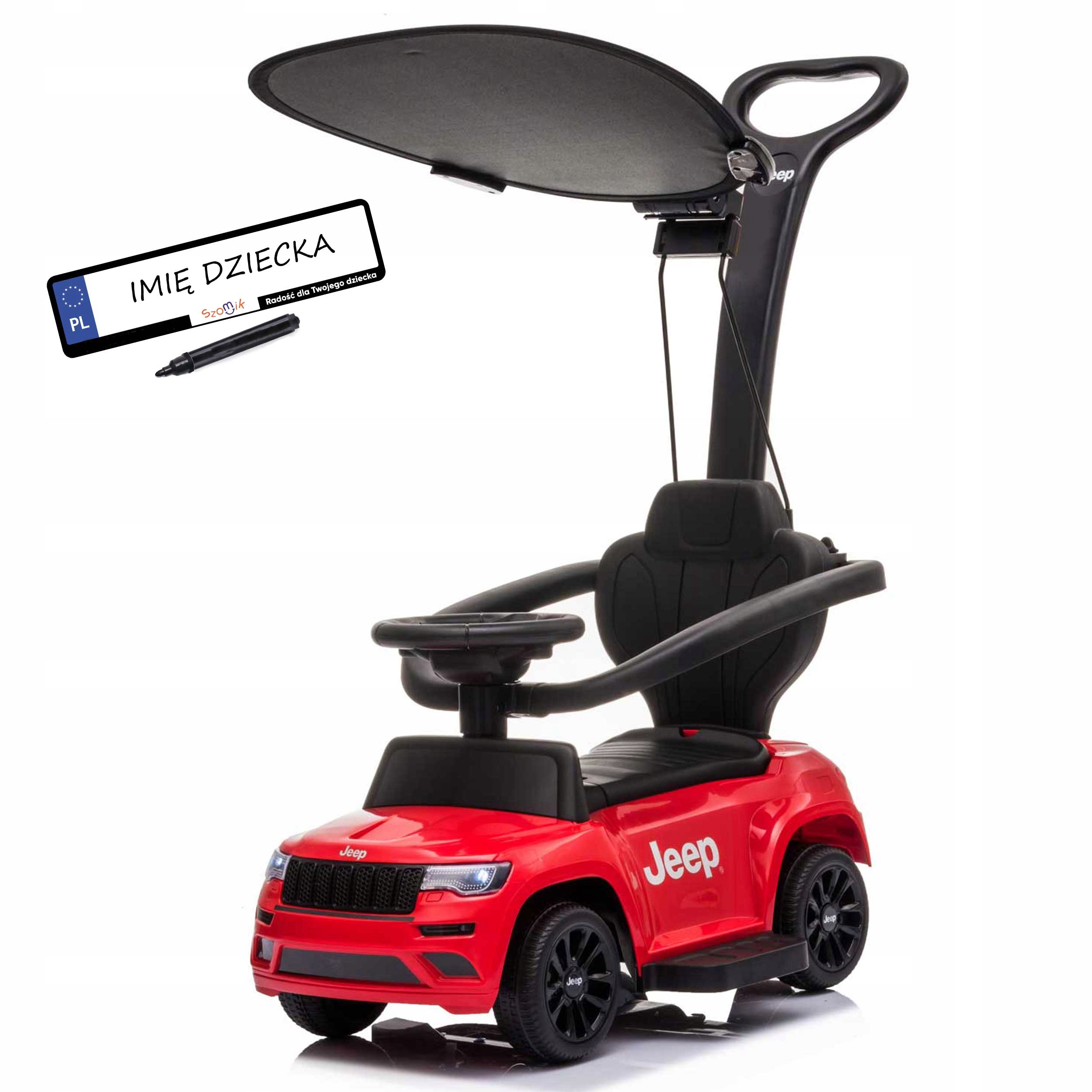 Jeździk Jeep Grand Cherokee dla dzieci – odpychacz pchacz rączka oparcie