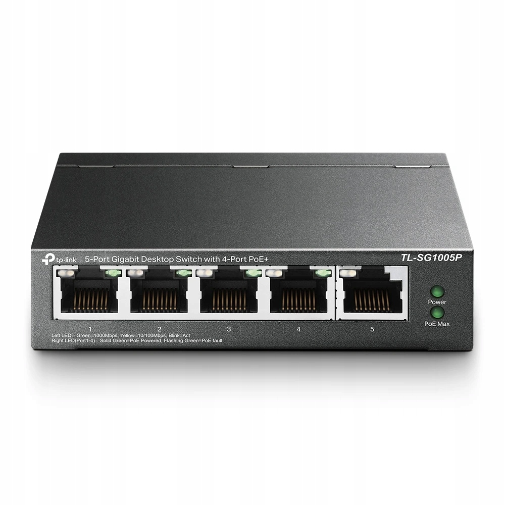 TP-Link TL-SG1005P PoE Switch 5xTP 10/100/1000Mbps(4x PoE), kovový