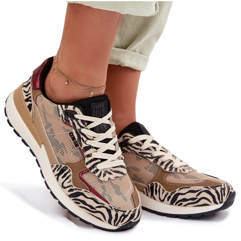 Sportovní Boty Dámské Tenisky Vzorovaná Síťovina Platforma Béžová 37