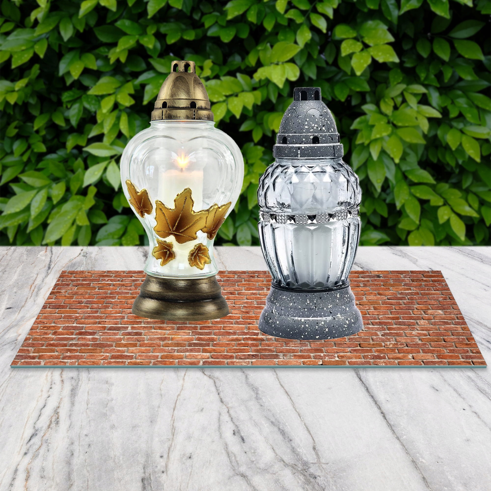 SZKLANA PODSTAWKA POD ZNICZE 60x20cm Rudy mur 100c Marka inna