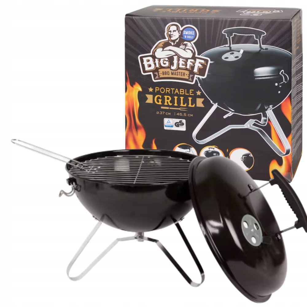 GRILL WĘGLOWY OGRODOWY PRZENOŚNY Z POKRYWĄ