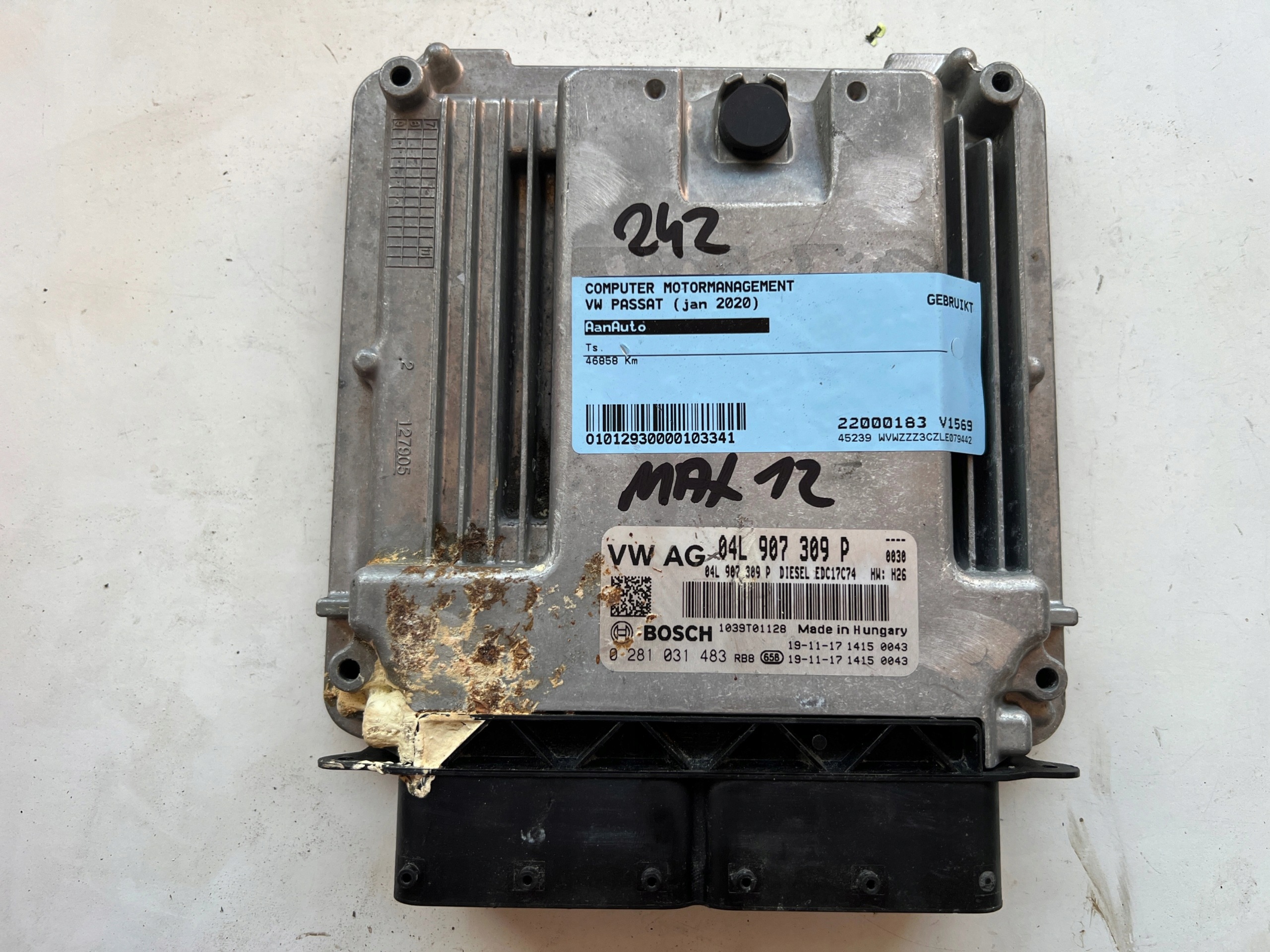 VW PASSAT DCZA 1.6 TDI 04L907309P 0281031483 EDC17C74 Computer Original