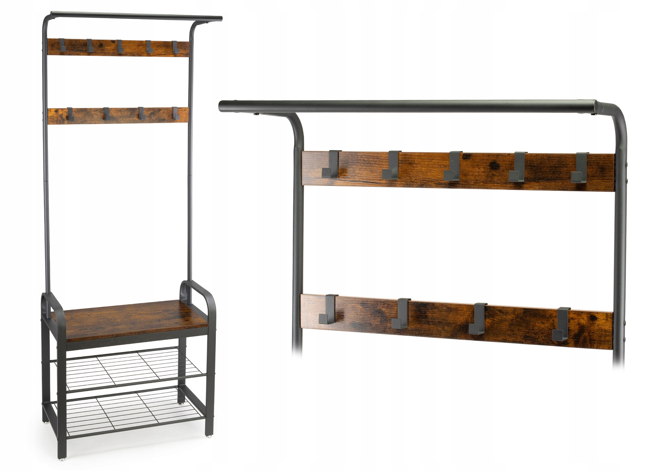 Vešiak na oblečenie s policami a sedadlom Loft