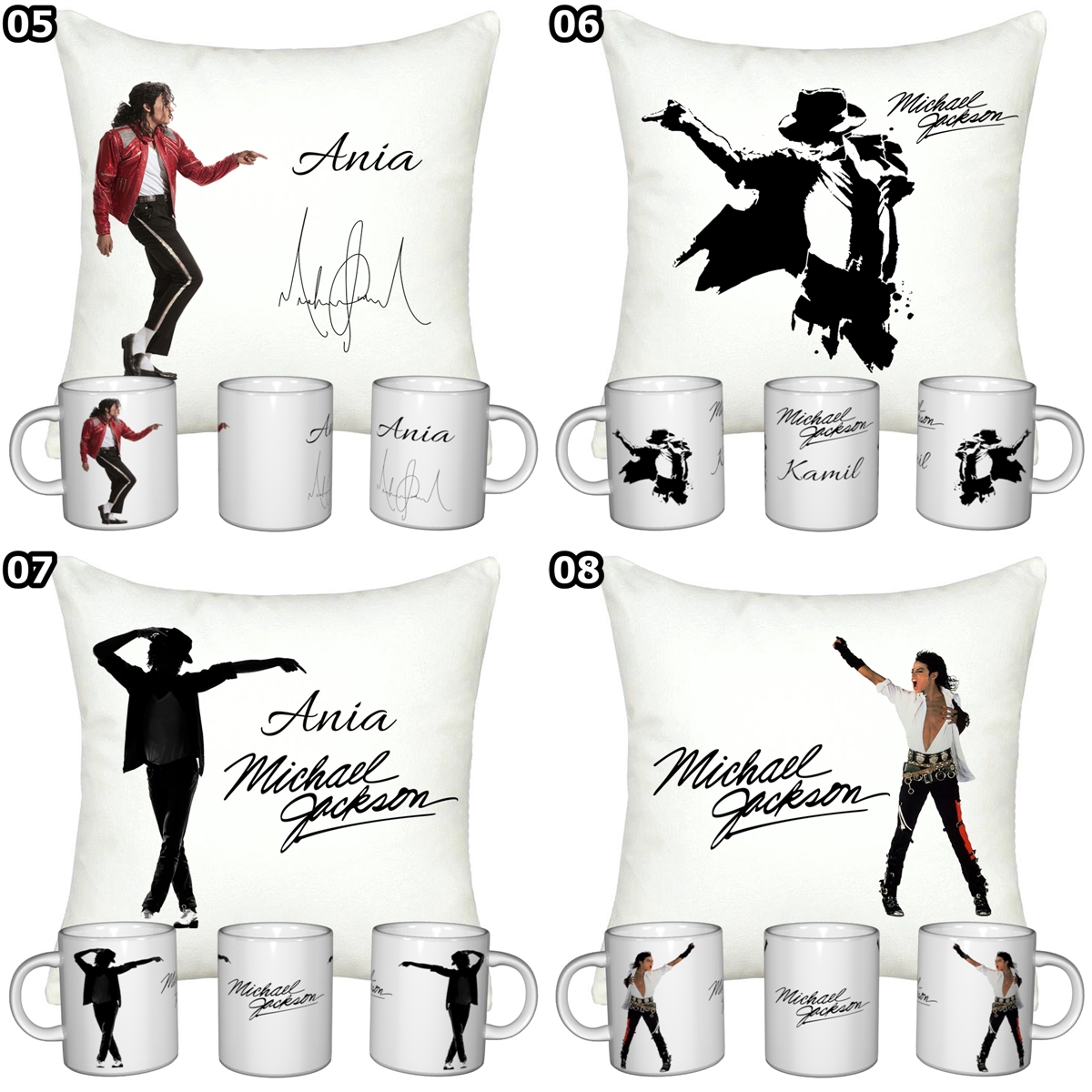 ZESTAW MICHAEL JACKSON KUBEK + PODUSZKA + IMIE Szerokość produktu 40 cm