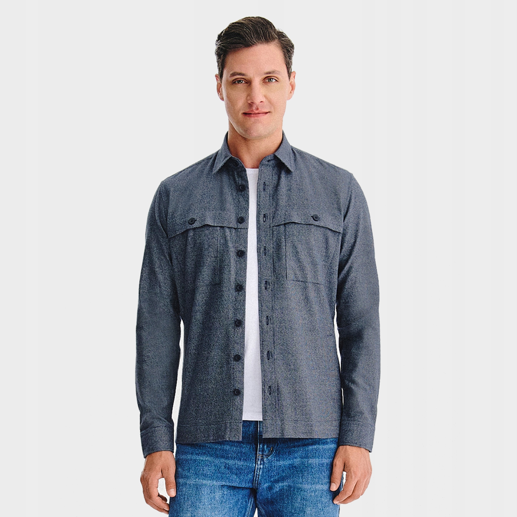 Tmavě modrá pánská ležérní košile typu overshirt Pako Lorente vel XXL