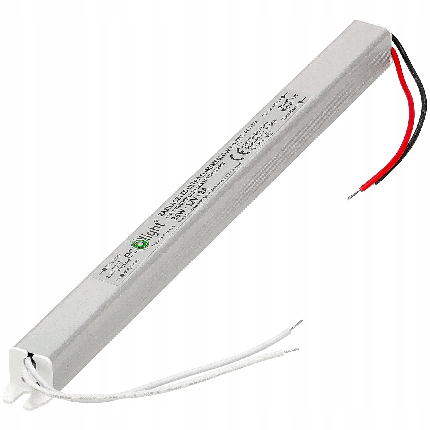 Zasilacz Led 12V 36W 3A Do Taśma Led Meblowy Ultra Slim Transformator