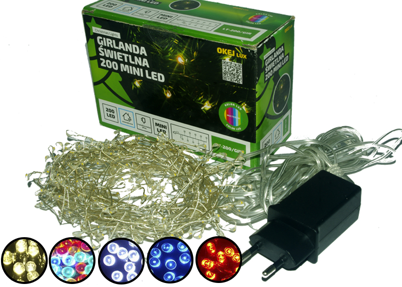 LAMPKI CHOINKOWE GIRLANDA 200 MINI LED 5M CZERWONE