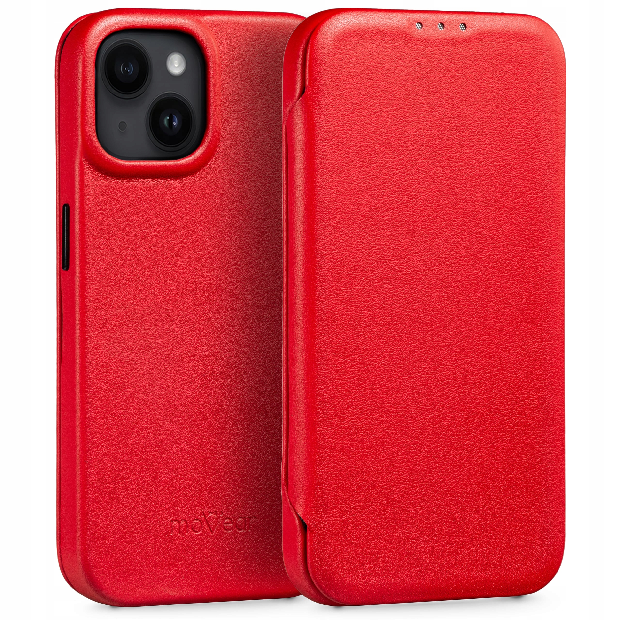 Pouzdro na iPhone 14 kožené MagSafe obal kniha Movear Červená