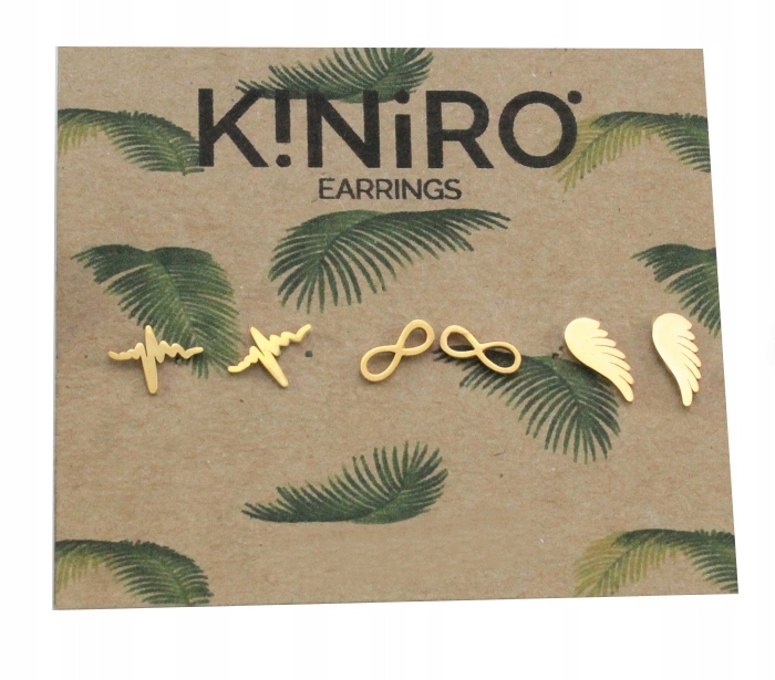 

Kolczyki Złote Stal Chirurgiczna 3 Pary 3 Wzory