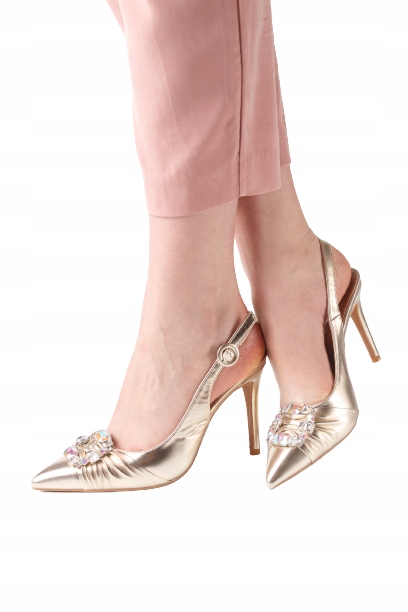 ZŁOTE BUTY NA SZPILCE WESELE ŚLUB 39 J782