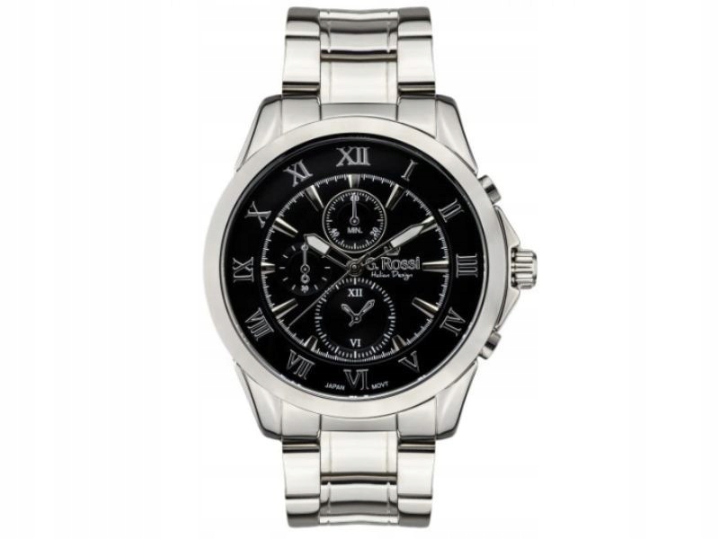 Stříbrné hodinky pro muže na ocelovém náramku, velký černý ciferník