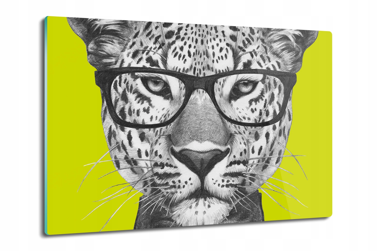 Skleněná kuchyňská deska na krájení jako Dárek 80x52 Leopard brýle