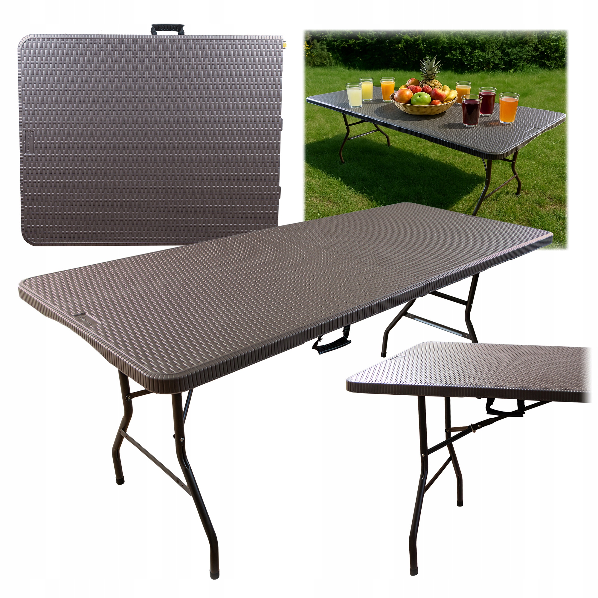 Stół Składany Cateringowy Rozkładany Ogrodowy Turystyczny Walizka 180 cm