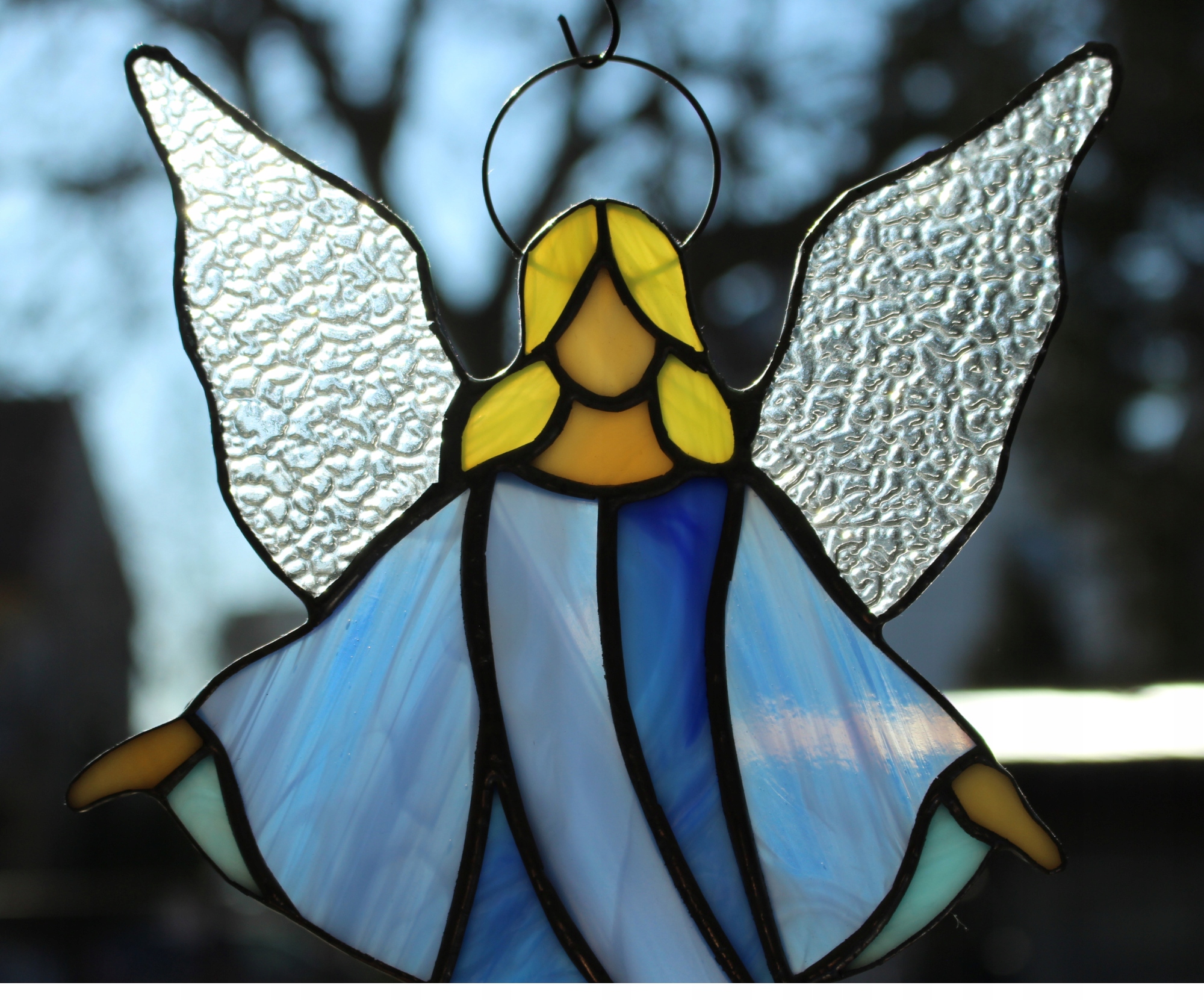 Anioł witrażowy Tiffany rozłożysty Niebieski Marka inna