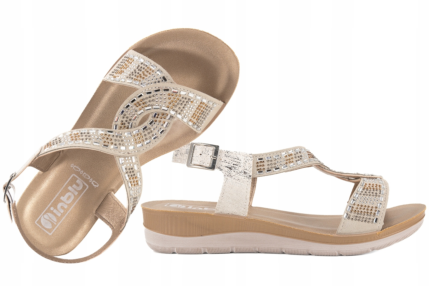 Inblu BV-43 Sandały Damskie Comfort Soft Eko Pu zimnybeż/srebrny 39 Beżowy