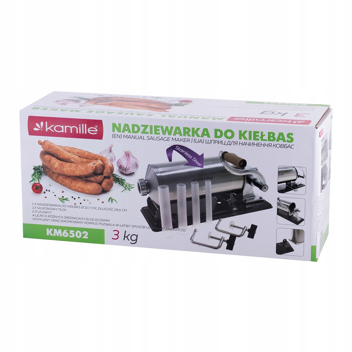 NADZIEWARKA 3 kg kiełbas PIONOWA MASZYNKA kiełbasy SZPRYCA KAMILLE Zasilanie ręczne