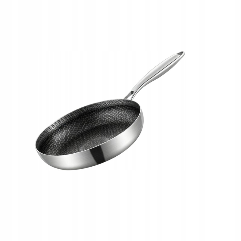 Nepřilnavá Pánev Nerezová Ocel Silnější 24 CM Medová Plástev