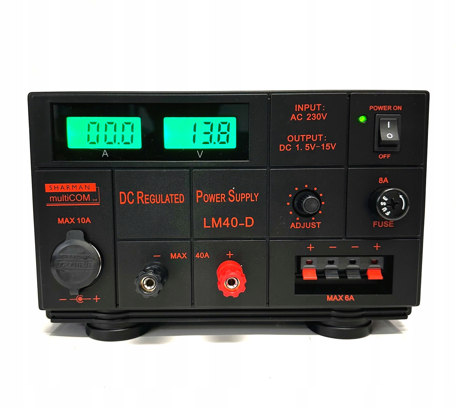 LM40-D zasilacz transformatorowy 1,5-15V 13.8V 40A cyfrowe wskaźniki V/a