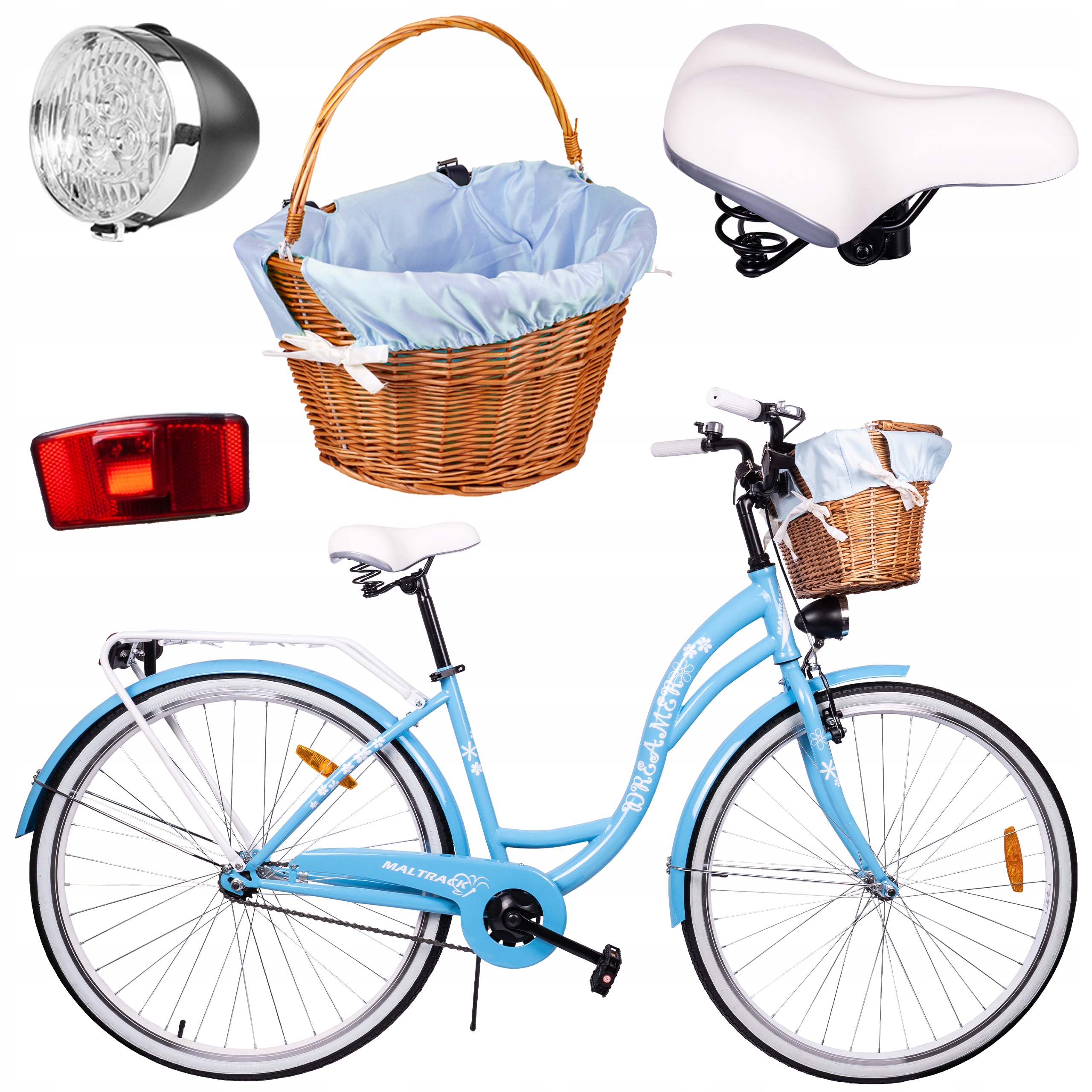 Dámské Městské Kolo 28'' Nosič Nohy Rám 18" Dáma Proutěný Košík