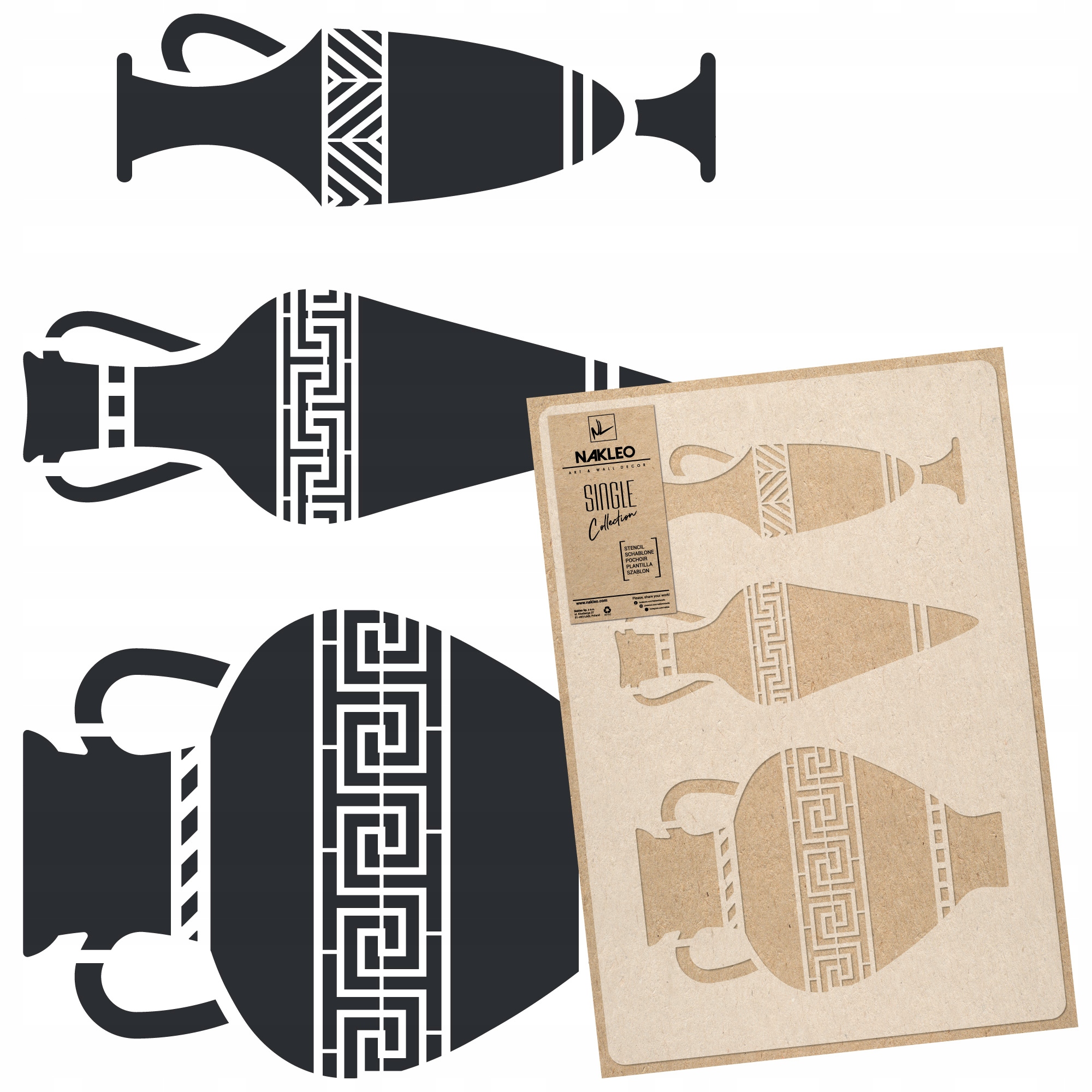 Malířská šablona Vícenásobná L 59x95 cm Dekor Řecká amfora Řecké Vázy