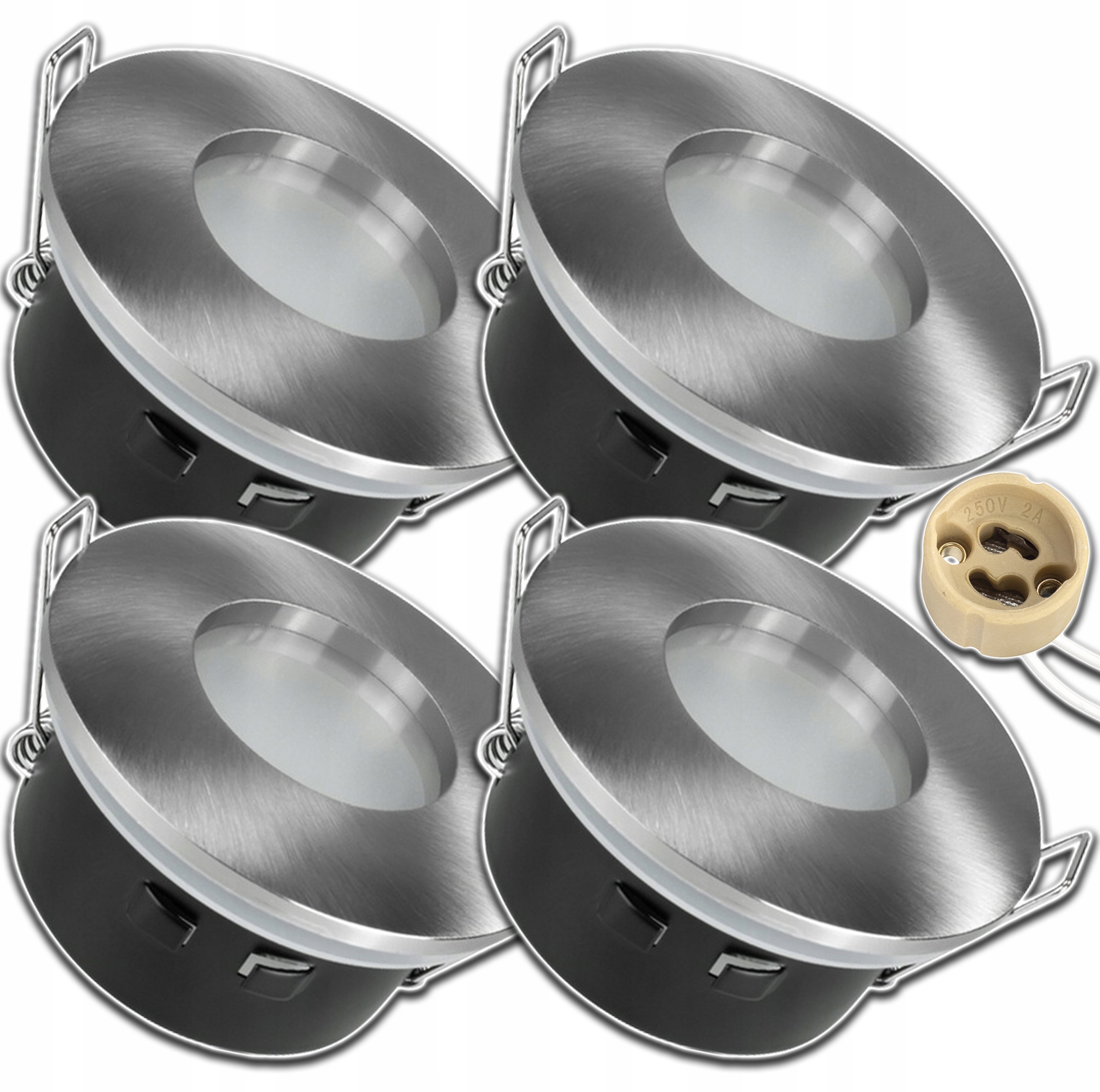 4x Zapuštěné Kulaté Stropní Svítidlo, Vodotěsná Podomítková Zásuvka GU10